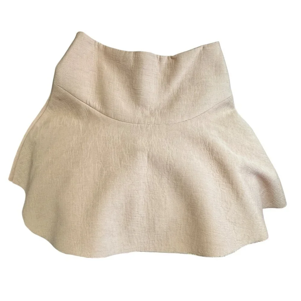 NWT Sandro Baya Flared Textured Crepe Mini Skirt Baby Pink Size 3 Large MSRP 210